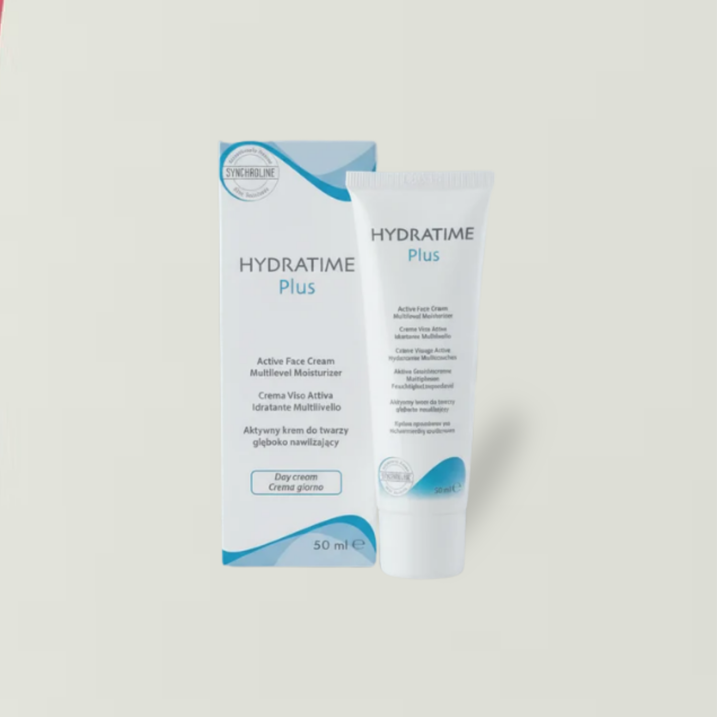 Hydratime Plus active face cream packaging on a light gray background - Ultimate Treatment for Rosacea