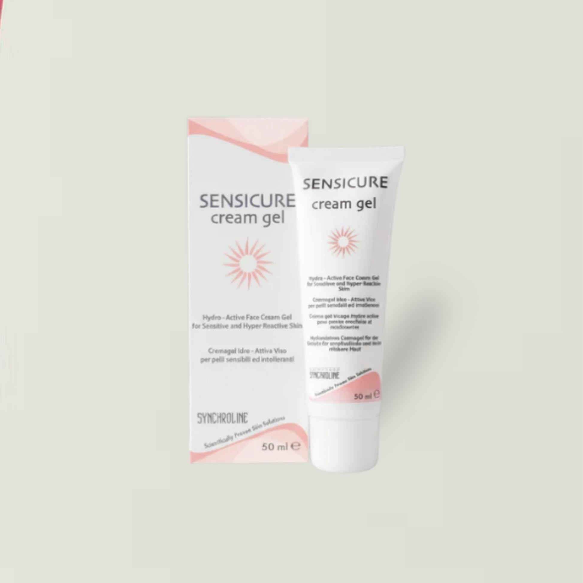 Sensicure cream gel packaging on a light gray background - Ultimate Treatment for Rosacea